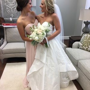 WToo bridesmaids dress. Blush. Strapless.